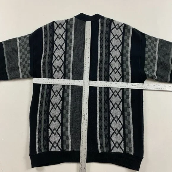 Vintage Porto Bello Textured Cardigan Sweater Mens Medium Biggie Cosby Grunge 3D - Picture 6 of 10